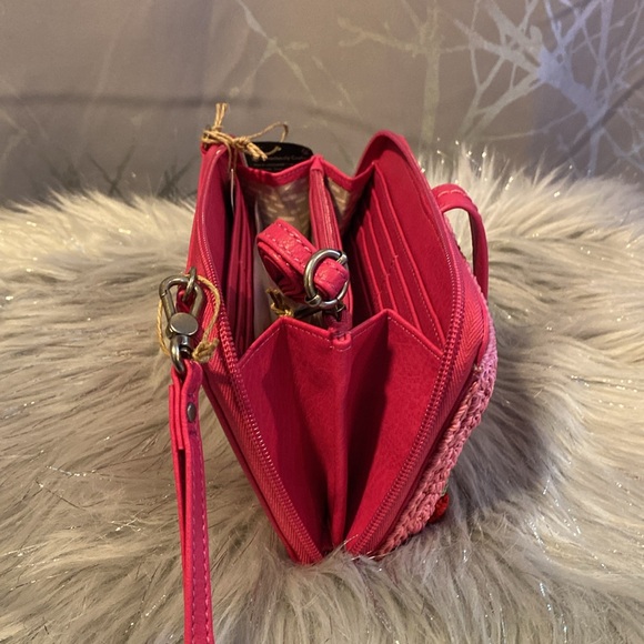 BNWT THE SAK IRIS Pink Cherries Wristlet Crossbody Wallet - Picture 10 of 11